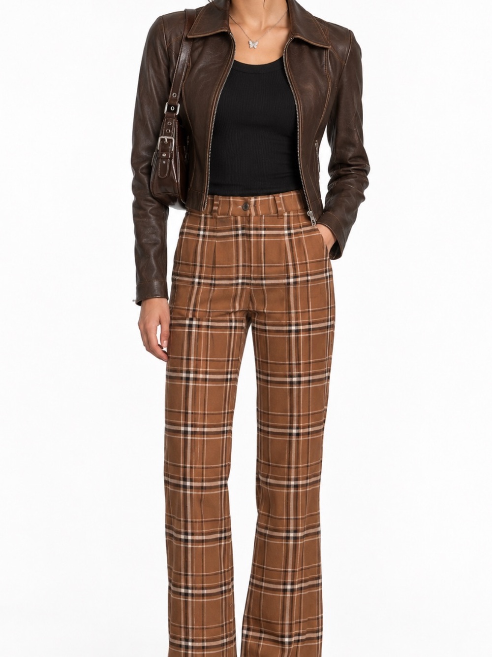 Brown Plaid Pants